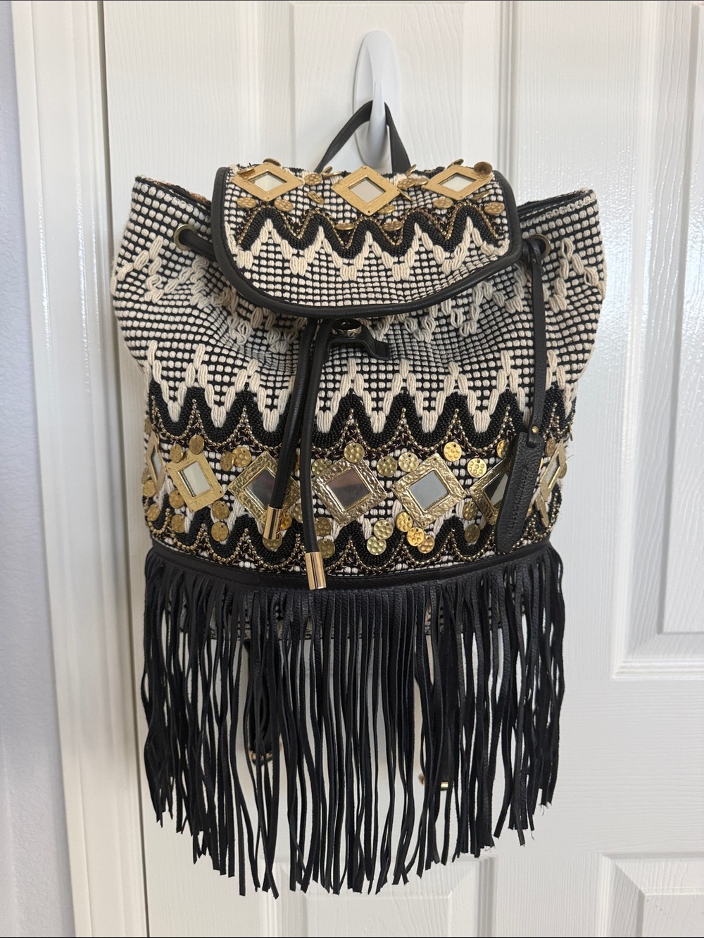 Rebecca Minkoff Woven and Embellished Fringe Women's Backpack